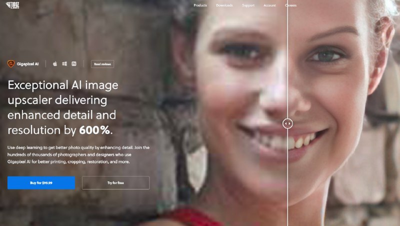 Topaz AI Gigapixel 6.2.0 - 这是第一款使用深度神经网络功能的桌面应用程序，最高可逼真地放大原图像的6倍