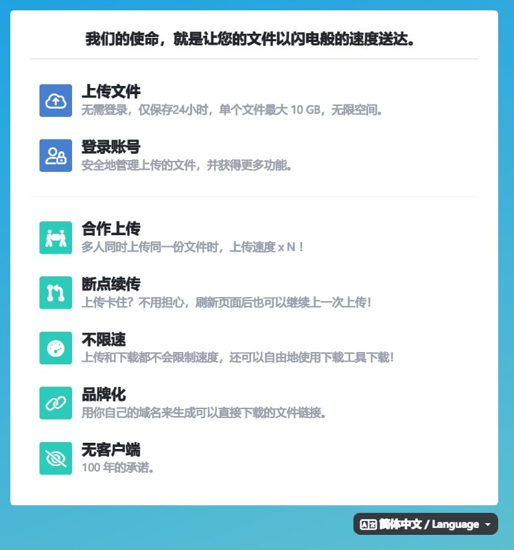 钛盘 - 一个不限速且无限空间的纯网页版临时文件分享网盘