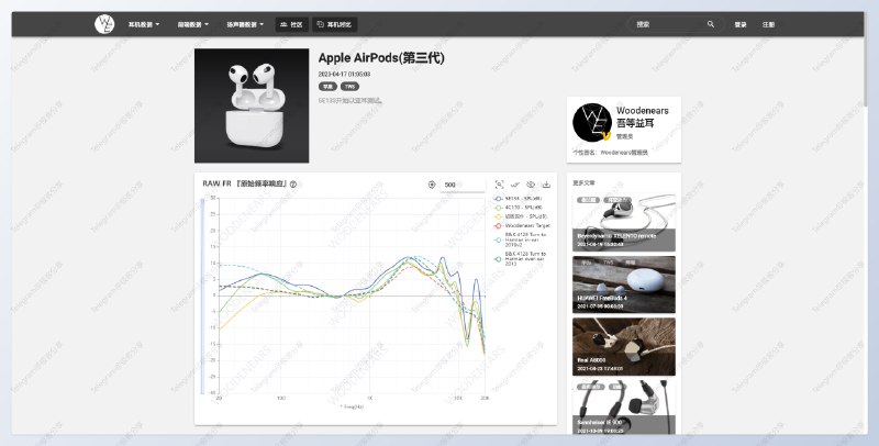#网站 #数据 #对比 #数码🎧Woodenears - 一个耳机测评、开箱、科普类的知识网站📄你可以在此网站查看数目庞大的耳机测评数据，每个耳机都有自己的详细数据详情页，并且每个每个数据都有说明代表着什么并且还支持主流的耳机参数对比，一眼看出哪个耳机的参数更佳📮投稿    📢频道    💬群聊