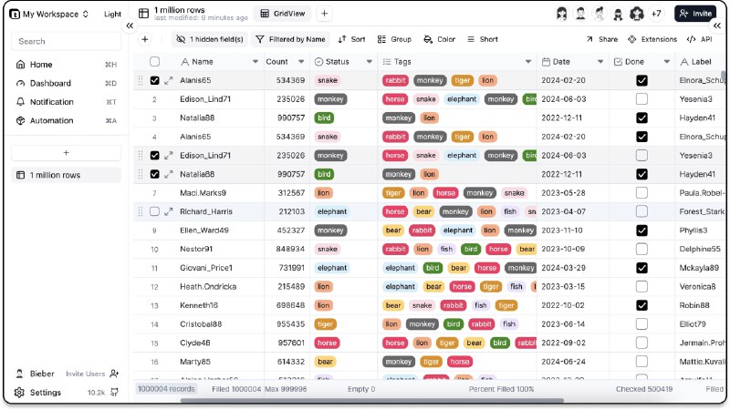 #开源 #数据库⭐ Teable - 一款开源的无代码数据库❓ 中文文档 | 🌐 开源页面Teable 的设计借鉴了电子表格，你可以像使用 Excel 一样轻松创建企业级数据库应用（PostgreSQL）