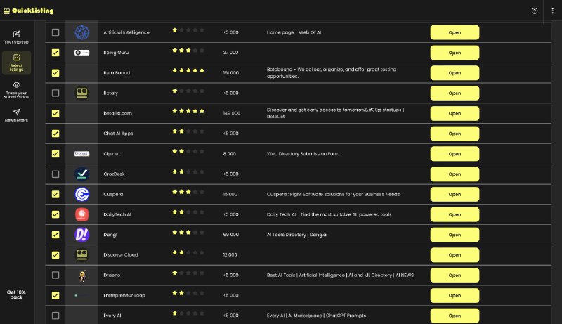 #AI #网站⚡️Quicklisting - 快速提交产品至 150+ AI 平台📄AI 创业浪潮之下，AI 产品层出不穷，前期想要获得流量少不了四处提交自己的产品在 Quicklisting 填写你的产品链接之后，它便会辅助你提交至 150+ AI 平台，目标受众超过 1000 万，节约至少 40 个小时📮投稿    📢频道    💬群聊    🔎索引