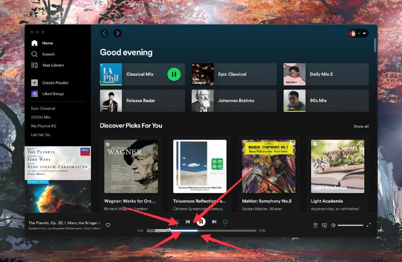 #快讯接群友投稿，Spotify 在播放星战主题曲的时候，进度条会变成光剑群友补充：点击剑柄处能更换不同的光剑
