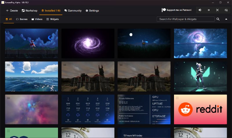 #开源 #壁纸 #代替方案🫥 ScreenPlay - 一款开源的桌面动态壁纸软件🙄 Steam | 🦊 开源页面ScreenPlay 可作为 WallpaperEngine 的免费代替方案看了下创意工坊，有 973 个壁纸，够用了！📮投稿    📢频道    💬群聊    🔎索引