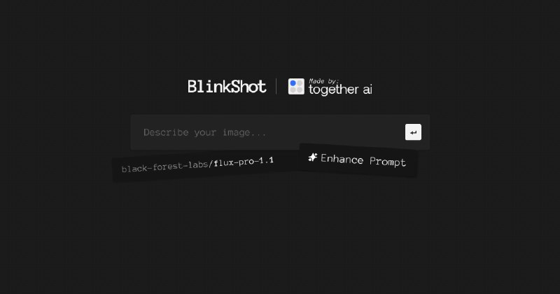#AI #AI绘画 #开源🖼 BlinkShot - 一个开源的实时 AI 图像生成工具开源页面由 Together.ai 提供支持，使用 Flux Schnell 图像模型自己部署需要用到 Together.ai API，新用户有 5 刀额度📑相关阅读▫️Fal.ai - 一个很快的 AI 模型运行平台▫️炸裂！黑森林实验室发布开源文生图模型「FLUX.1」📮投稿    📢频道    💬群聊    🔎索引
