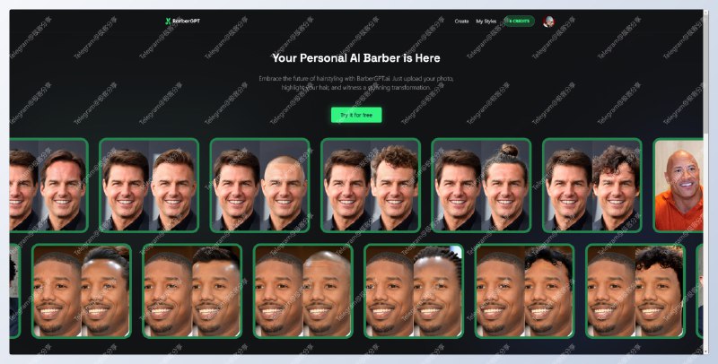 #AI #工具💈BarberGPT - 一个 AI 发型设计工具📄上传一张尽量清晰的照片，然后根据提示涂抹出头发区域，然后选择一个你想要的发型稍等片刻，AI 便会为为你生成一张全新发型的照片目前还在内测中，每天有 7 次免费生成机会📮投稿    📢频道    💬群聊