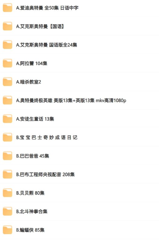 童年回忆系列动漫大合集，总大小7.32TB，夸克网盘下载