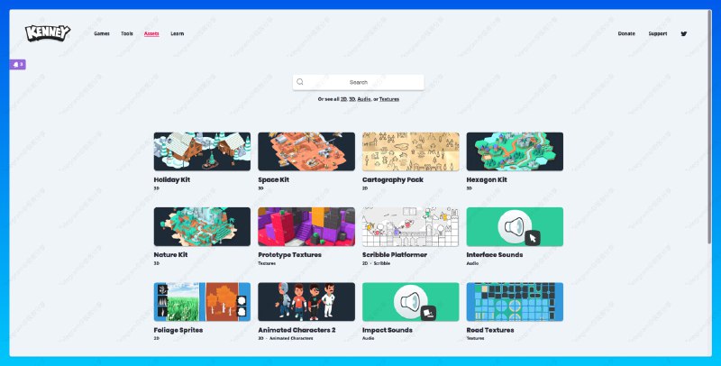 #3D #网站Kenny - 一个免费可商用的游戏素材库📄网站提供了数千个免费可商用的游戏资产，可供游戏开发者使用无套路下载，下载之后部分文件可以直接使用 Windows 自带的「3D查看器」打开📢关注频道：@geekshare 💬加入群聊：@igeekshare📮欢迎投稿：@Geekshare_bot