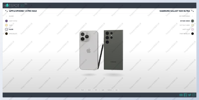 #网站 #数据 #对比 #手机📱Hotspot 3D - 一个手机对比网站📄网站通过 3D 展示的形式，直观展示了手机的外观细节目前支持苹果、三星、Google、索尼、小米、华为 等手机的对比展示➡️已收录至「硬件数据/排行/对比」📮投稿    📢频道    💬群聊    🔎索引