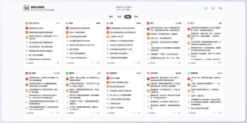 #开源 #建站🔥DailyHot - 一个开源的今日热榜程序📖参考教程📄程序是前后端分离的，可以将 API 接口部署在 Vercel 上，内置了 20+ 平台接口，有能力的也可也自己写➡️ Next.js 版本的 Daily Hot📮投稿    📢频道    💬群聊    🔎索引