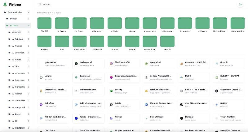 #书签 #网址导航 #开源🔖 Pintree - 将浏览器书签变成漂亮的导航网站开源页面演示： pintree.geekshare.org这个项目大部分都是用免费服务开发而成，并且是纯静态的，详细的可以看这里➡️已收录至「网址导航」📮投稿    📢频道    💬群聊    🔎索引