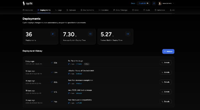 #服务器 #白嫖⭐ Cyclic - 一个免费的部署和托管服务的平台📄Cyclic 为所有应用程序提供 1GB 的 AWS S3 文件对象存储以及 1GB 的 AWS DynamoDB NoSQL 数据库，免费用户可以创建一个应用程序支持一键部署 GitHub 仓库项目，最良心的是没有休眠、唤醒、启动或回收机制，趁现在还免费，赶紧薅起来！点击上方链接注册之后会获得 10 美元，可用于升级付费套餐📮投稿    📢频道    💬群聊    🔎索引