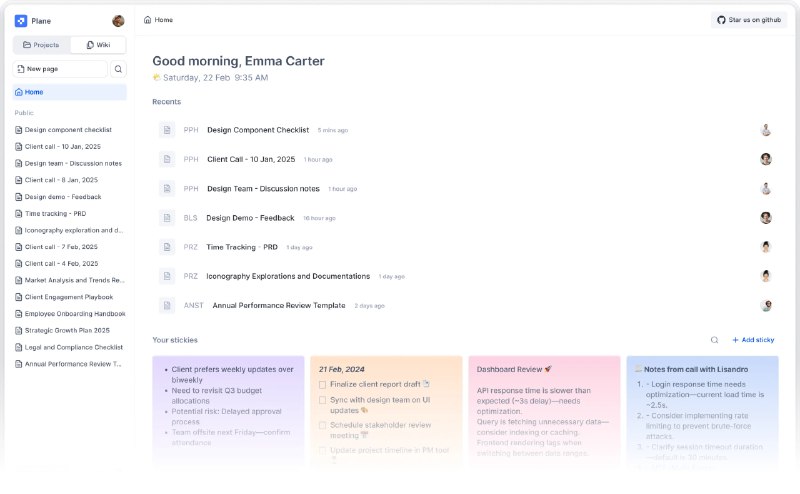 #开源 #协作 #项目管理✈️ Plane - 一个开源的项目管理工具🌐 在线使用plane 旨在帮助用户高效地跟踪问题、执行冲刺周期和管理产品路线图支持富文本编辑、周期进度跟踪、模块化项目管理、自定义视图、AI辅助编辑页面等强大功能📮投稿    📢频道    💬群聊    🔎索引