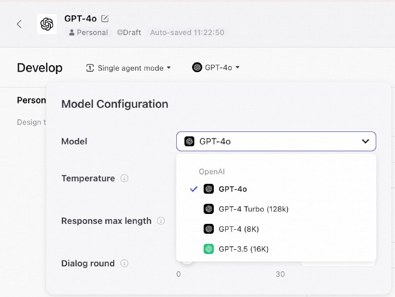 #AI #ChatGPT🤖️ Coze 宣布支持 GPT-4o直达： www.coze.com根据网友反馈，一个账号每天可至少使用 100 次 GPT-4o 模型！📑相关阅读白嫖 ChatGPT4！字节跳动旗下免费 AI 机器人构建平台📮投稿    📢频道    💬群聊    🔎索引
