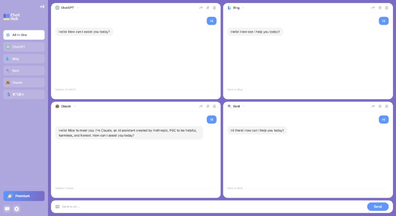 #ChatGPT #AI #开源 #插件🤖ChatHub - 一款开源的全能聊天机器人客户端🧩开源地址📄你可以在一个应用中使用不同的聊天机器人，支持 ChatGPT、新的 Bing Chat、Google Bard 和 Claude (via Poe)，未来将集成更多机器人💡Features▫️同答时与多个聊天机器人聊天，方便比较答案▫️支持 ChatGPT API 模式，比 ChatGPT Plus 更快、更省成本▫️快捷方式，可以快速在浏览器中的任何位置激活应用程序▫️支持 Markdown 和代码高亮显示并支持分享▫️自定义提示和社区提示的 Prompt 库▫️本地保存对话历史记录，支持导入和导出所有数据📮投稿    📢频道    💬群聊