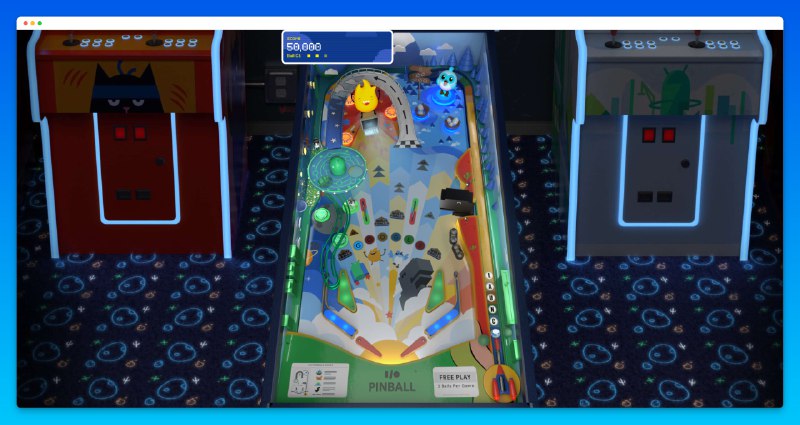 #游戏 #趣站pinball - Google 出品的在线弹珠台游戏🧩开源地址📄空格键发射球，左右键控制摇杆💡pinball 是由 雷蒙·莫洛尼于 1934 年所发明，是一种投币式街机，利用金属球与机械进行游戏，后来也演变成为了一种电脑游戏📢关注频道：@geekshare 💬加入群聊：@igeekshare📮欢迎投稿：@Geekshare_bot