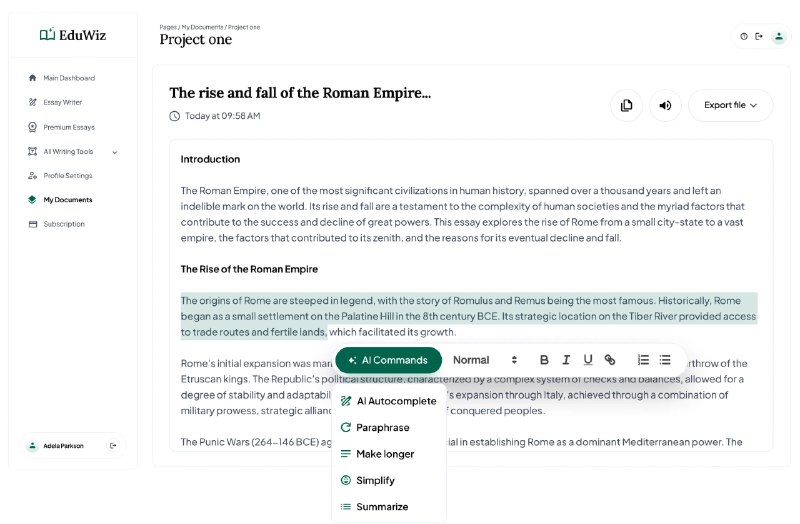 #AI #写作💬EduWiz.AI - 一款能写论文的 AI 写作工具给出关键字， EduWiz.AI  就会生成一篇文章给你