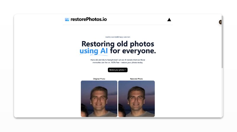 #开源 #工具 #图像处理⚙️restorePhotos - 一款开源的照片修复工具🧩开源地址📃项目基于Nextjs以及replication的ML模型，并且支持一键部署到Vercel这类型的工具太多了，单独推荐是因为其是开源的，所以有更多的发挥空间效果算不上特别出众，但是能用