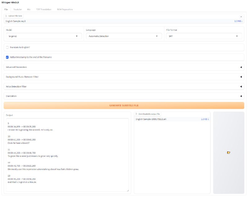 #开源 #音频处理 #AI💬Whisper-WebUI - 为 Whisper 提供 WebUI支持从文件、YouTube、麦克风等多种来源生成字幕、语音转文本、文本翻译、音频处理等功能在 Pinokio 中搜索「Whisper-WebUI」即可使用Whisper 是 OpenAI 开发的通用语音识别开源模型📑相关阅读▫️Pinokio - 真「一键」部署 AI 大模型神器！▫️视频翻译和配音 - 将视频从一种语言翻译为另一种语言，并添加配音📮投稿    📢频道    💬群聊    🔎索引