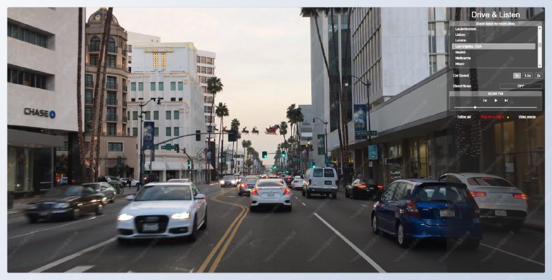 #趣站🚖听歌开车 - 一个模拟开车网站📄这个网站会模拟你坐在车上的视角自动驾驶他，你无需操做任何操控点击右上角的城市名称，可以切换到不同的城市，同时下方还加入了收音机的功能，让你一边模拟开车一边听歌还是挺解压的，看看真实洛圣都也不错哈📢关注频道：@geekshare 💬加入群聊：@igeekshare📮欢迎投稿：@Geekshare_bot