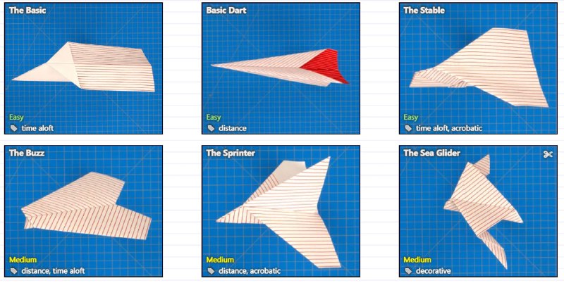 #网站 #好玩Fold 'N Fly - 一个手把手教你折纸飞机的网站📃有图文以及视频步骤，几乎包含了所有纸飞机形态