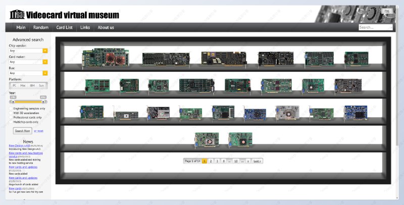 #网站 #博物馆 #显卡显卡虚拟博物馆 - 一个收藏展示老显卡的网站📄作者是个毛子小伙，从 2011 年 4 月开始收集，至今网站已经收录上百丈张老显卡，什么型号都有，并且都有详细信息和高清图片，目前仍在缓慢收集中📮投稿    📢频道    💬群聊