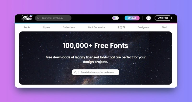 #字体 #设计 #资源✏️字体空间 - 一个提供10w+免费英文字体下载的网站，另外还支持输入文字生成字体、字符表情生成📢关注频道：@geekshare 💬加入群聊：@igeekshare📮欢迎投稿：@Geekshare_bot