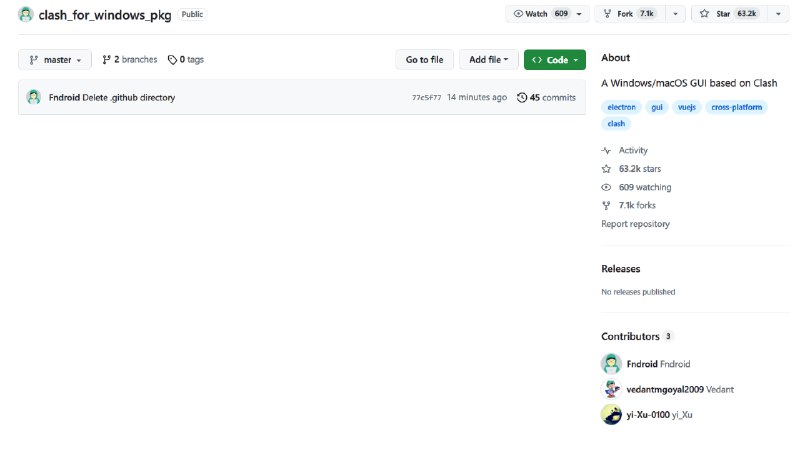 #快讯⏺clash_for_windows_pkg 于15分钟前删库PS：cfw 并非开源软件，群友反馈目前仍正常可用开发者：停止更新了，江湖再见吧😅Clash Verge：cfw 的开源替代品
