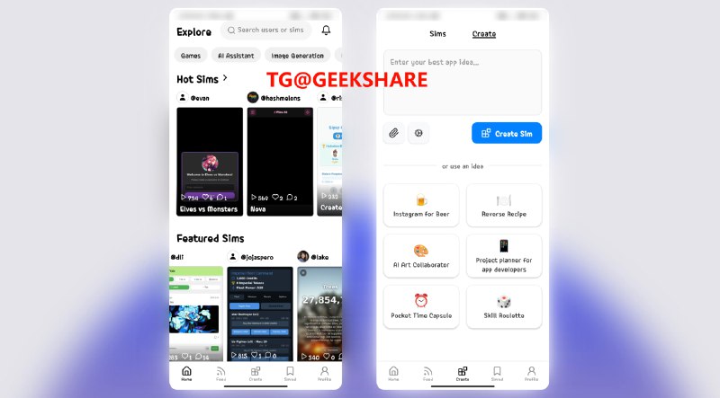 #APP #AI #Android #iOS🔣 asim - 用手机一键生成 APP开发者热衷于制作精良的移动应用，但是PC端开发有难度、移动端难度更甚，而且AI生成领域也没有生成 APP 的工具，所以开发了 asim首页有许多用户生成的应用和小游戏可供体验，实际体验竟然还可以，真牛逼📮投稿    📢频道    💬群聊    🔎索引