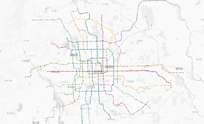#网站 #地图 #地铁🚇 中国部分城市地铁可视化🐙 开源页面界面做的不错，支持查看中国大部分城市地铁线路