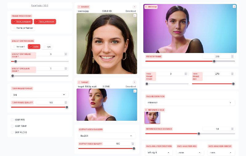#AI #AI换脸 #开源🙂FaceFusion - 下一代人脸互换和增强工具📖文档📄facefusionFaceFusion 可以对图像和视频进行脸部替换，具体效果和部署教程可以看看这个视频 ， 我觉得效果非常可观部署有一定的难度，对配置也有一定要求⭐该项目是源自已经停止开发的 AI 换脸项目「Roop」📮投稿    📢频道    💬群聊