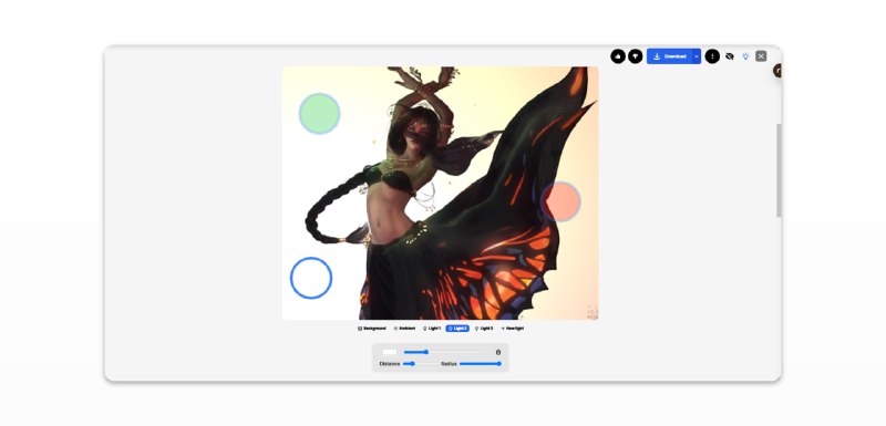#在线 #工具 #图像处理✨ClipDrop Relight（重燃） - 一个在线打光工具📖功能介绍0️⃣上传一张图片，选择 “Ambient”，可以修改环境光的强弱和颜色1️⃣点击“Light”还可以为图片添加多个点光源，这些光源会照亮附近的区域；每个光源都可以左右移动，还可以调节距离画面中心的远近距离3️⃣点击“Background”选项，再取消勾选“Recive light”，你会惊奇的发现，人像被抠了出来这时可以单独对背景进行打光或者调色，效果非常惊艳💡注意据官方介绍，Relight 之所以可以对图片实现立体打光效果，是因为 Clipdrop 有一个深度计算模型它可以根据照片中的光影信息算出内容的深度和表面法线当图片中加入新的光源时，这个模型就能预测并模拟出新的光照效果所以人像照片和写实油画上的打光效果最好因为这些图片中都有丰富准确的光影信息，可以让其模型进行计算和预测📢关注频道：@geekshare 💬加入群聊：@igeekshare📮欢迎投稿：@Geekshare_bot