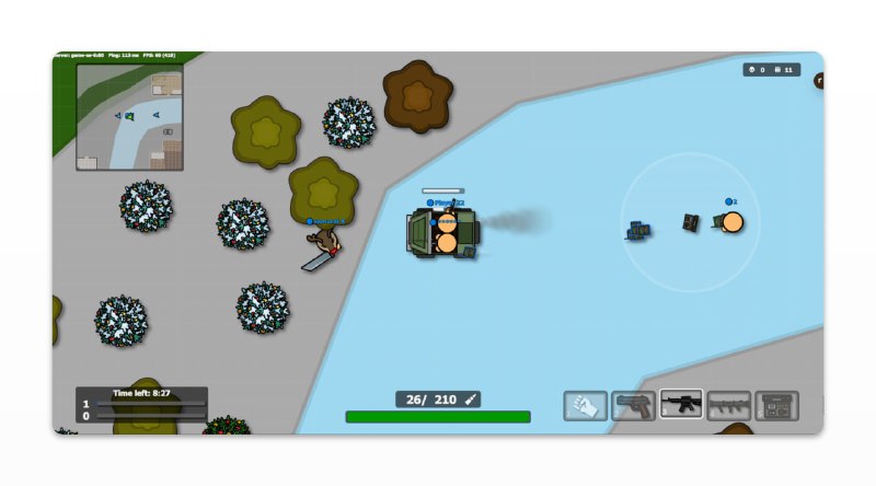 #游戏 #在线🎮BattleDudes（战斗的家伙） - 一款在线2D射击游戏📃支持好友联机、登录保存记录游戏玩法简单，WASD控制方向，鼠标控制射击方向，还可以开车📢关注频道：@geekshare 💬加入群聊：@igeekshare📮欢迎投稿：@Geekshare_bot