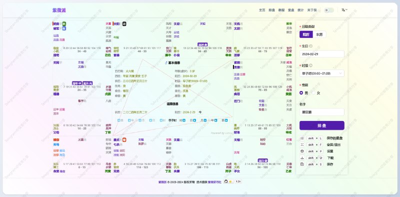 #开源 #算命⚪️iztro - 一套轻量级的紫微斗数排盘工具库📖 文档 | 🌐 体验📄搭建好之后你可以获得如图展示的效果，如果想知道这些数据代表什么意思，可以查看文档紫微斗数是中国古代的一种算命术数，通常认为可用于性格推演、子女教育、职业规划、社交谈资、择偶等📮投稿    📢频道    💬群聊    🔎索引